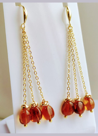 Сережки 2671 з натурального бурштину коньячних відтінків MINOV (311310467)