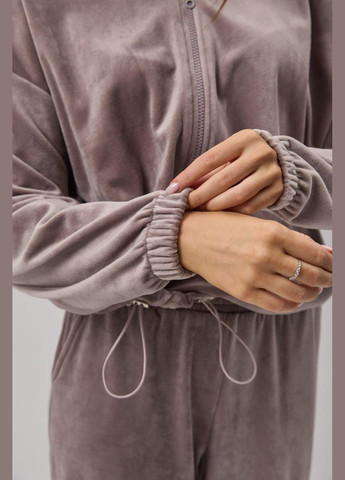 Женский спортивный костюм велюровый Велли, палаццо и худи на замке S M L мокко Украина OBR (306614173)