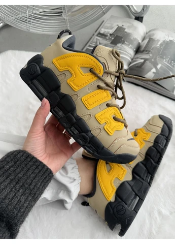 Чорні літні кросівки nike air more uptempo 96 brown/black/yellow найк аір мор уптемпо No Brand