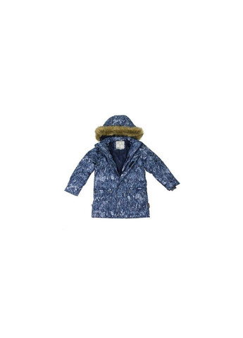 Темно-синяя зимняя куртка lucas 17770055 тёмно-синий с принтом 128 (4741468574363) Huppa