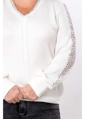 Белый демисезонный ангоровый джемпер для женщины (плюс сайз) однотонный с кружевом (p-18060) Носи своє