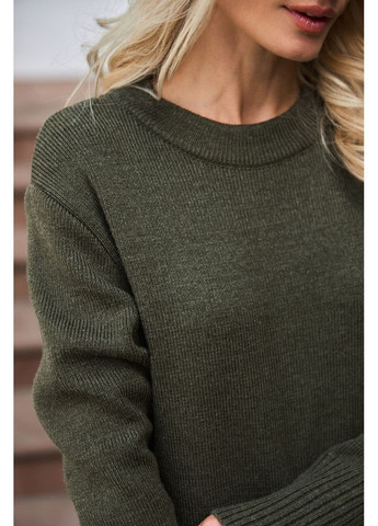 Оливкова (хакі) повсякденний, кежуал сукня з коміром-хомутом Triko Bakh однотонна