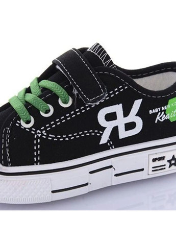 Черные детские кеды для мальчика черные с белой подошвой и зелеными шнурками. XIFA