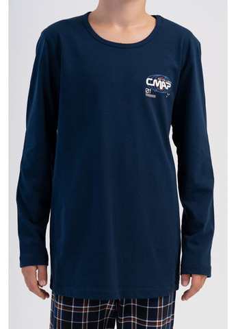 Синя зимня піжама підліткова хлопчача (лонгслів, штани) лонгслів + брюки Vienetta