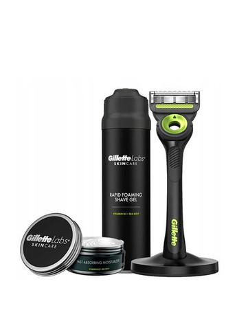 Набор мужской для бритья Станок (Бритва) Labs c магнитной подставкой черный, гель для бритья и увлажняющий крем Gillette (356095531)