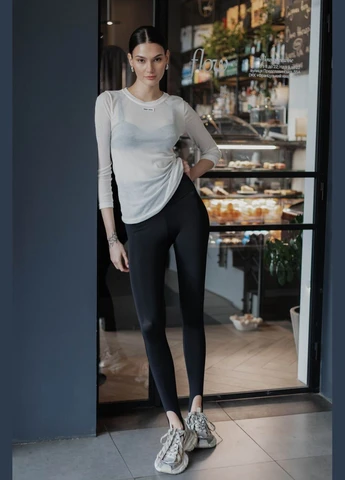 Черные демисезонные лосины со штрипками черного цвета Jadone Fashion