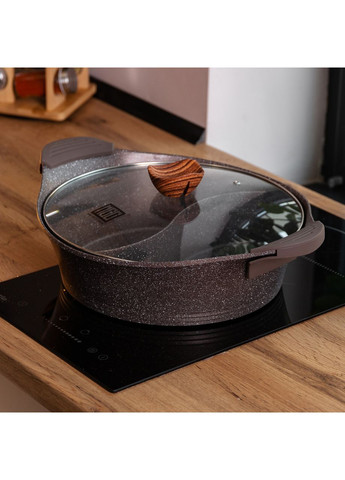 Алюминиевая кастрюля Ø 30 см, мраморное антипригарное покрытие, Кофейный MGC (360456905)