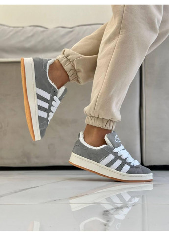 КРОСІВКИ ЖІНОЧІ ADIDAS CAMPUS GREY FUR АДІДАС КАМПУС No Brand сірі зими (367115127)