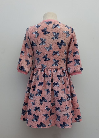 Темно-розовое платье трикотажное синие бабочки на розовом GEX (292313339)