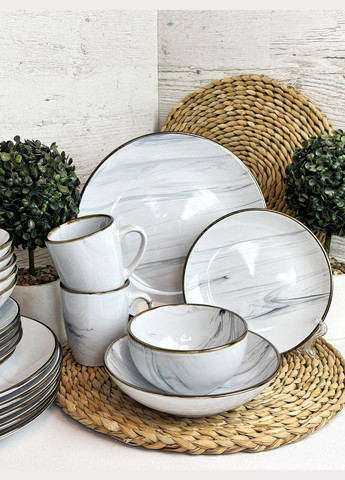 Тарелка обеденная 26.5 см Maritimo Golden rim white IN0026MAR Intrendo (335081342)