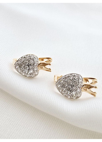 Золотые детские серьги «Сердце с короной» Харьковская ювелирная фабрика 700230-1с Харківська ювелірна фабрика (355795819)