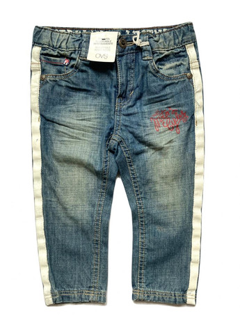Синие демисезонные прямые джинсы regular fit с лампасами для мальчика 2405645 OVS