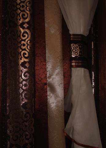 Жесткий ламбрекен с шторой Simple 3м бежевый с коричневым (31ж) Firanka Exclusive (336964128)