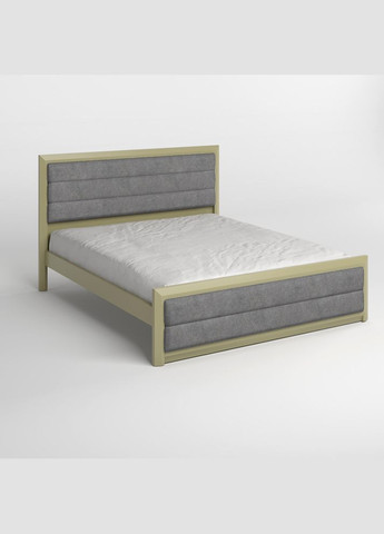 Полуторне дерев'яне ліжко Барселона Б5 (RAL1020)/Аляска 93 (Сірий) 120х190 см (MBG-14188) Mebigrand (366086207)