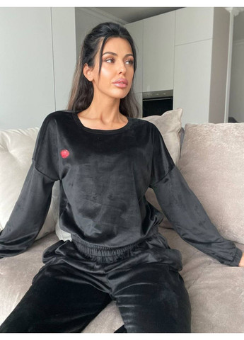 Чорна зимня піжама велюр королівський туреччина штани та кофта Україна