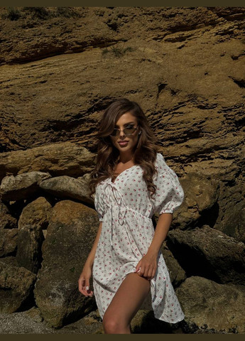 Червона пляжна, повсякденний, кежуал, вечірня жіноча сукня FINO Mode з квітковим принтом