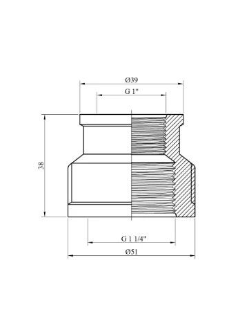 Муфта переходная усиленная 1 1/4"х1" ВВ латунная УК0393-В Lexline (332976341)