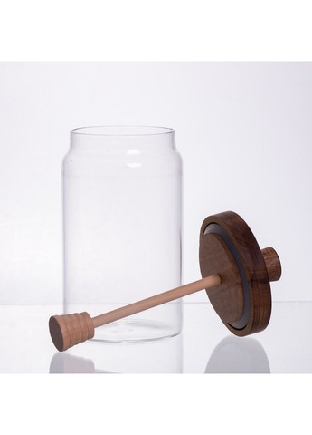 Медовница стеклянная с крышкой и ложкой 900 (мл) медовница баночка для хранения меда 64486-3 Yiwu (370800109)