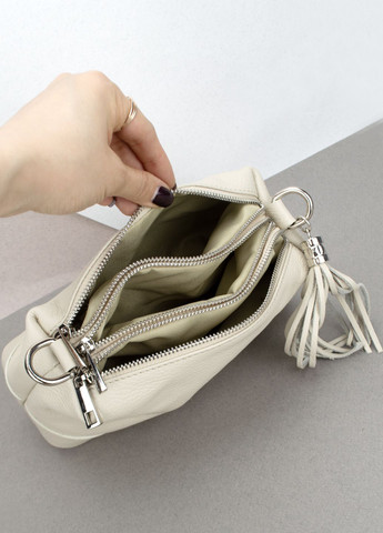 Сумка женская кожаная кросбоди на 3 отделения 03284 бежевая Virginia Conti (319325715)