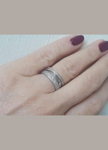 Золотое кольцо с фианитами. 80679-БЕЛ Харківська ювелірна фабрика (332174236)