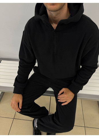 Чорний демісезонний костюм 364 двосторонній фліс худі та штани Україна