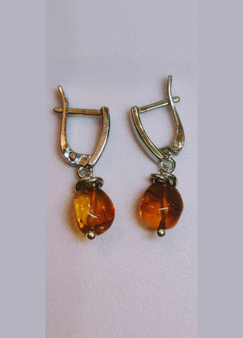 Сережки 2667 з натурального бурштину відтінок медовий MINOV (311310501)