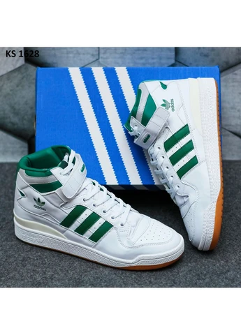 Комбіновані кросівки чоловічі adidas forum hight mid refined адідас форум демісезон No Brand