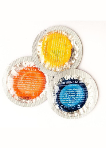 Набір презервативів латексних Color Sensation силіконовим мастилом помаранчевого кольору (ціна за 5 шт) One (327873465)