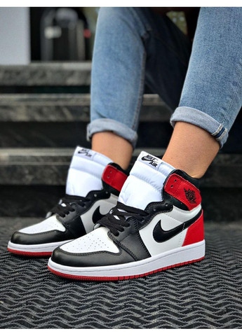 КРОСІВКИ ЖІНОЧІ NIKE AIR JORDAN 1 HIGH BLACK / RED / WHITE НАЙК АІР ДЖОРДАН No Brand чорні демісезони (368884822)