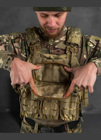 Тактическая плитоноска с быстрым сбросом Asdag 7 подсумков пиксель No Brand (315682160)