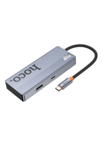 USB Hub HB50 Type-C 5-in-1 (HDTV+PD+USB3.0*3) Серый Hoco (388893185)