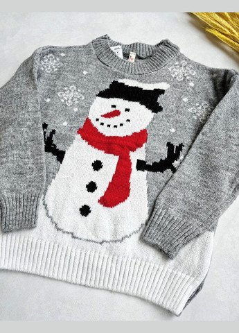 Серый зимний свитер вязаный детский 104-110см 🌲кофта теплая вязаная детская🌲новогодний свитер DeFacto Светр