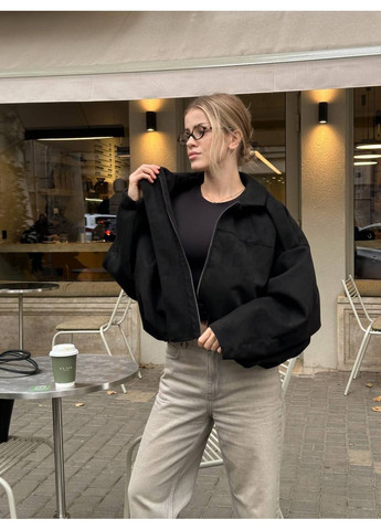 Чорна демісезонна куртка жіноча замшева Style Point