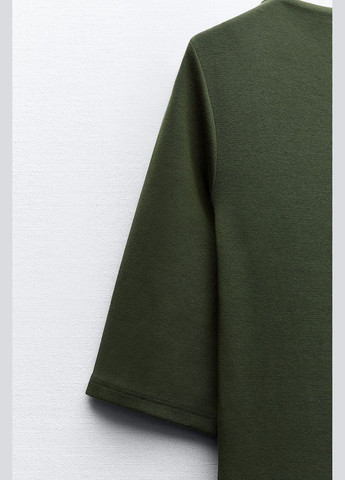 Темно-зеленое повседневный платье Zara однотонное