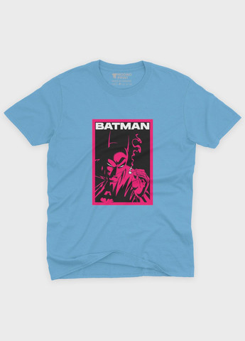 Голубая демисезонная футболка для мальчика с принтом супергероя - бэтмен (ts001-1-lbl-006-003-023-b) Modno