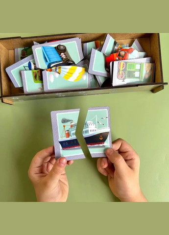 Настільна розвиваюча гра-пазл "Види транспорту" (ПСФ073) PSF073, 12 картинок-половинок Ubumblebees (364891198)