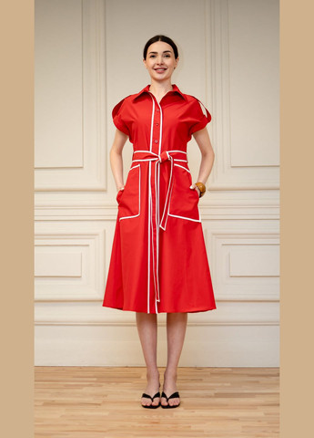 Яскраво-червона ділова яскрава бавовняна сукня бредфорд Dolcedonna