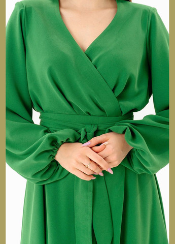 Зеленое кэжуал платье рукав фонарик женское 202 американский креп зеленое Актуаль