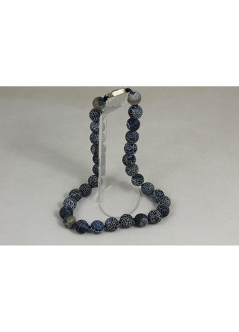 Набір гарнітур агат Кракле чорний 13 мм сріблястий No Brand (366963438)