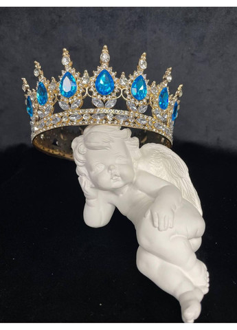 Корона с бирюзовыми камнями Swarovski Золото 12.5х5.5 см. Свадебная корона с камнями No Brand (369162699)