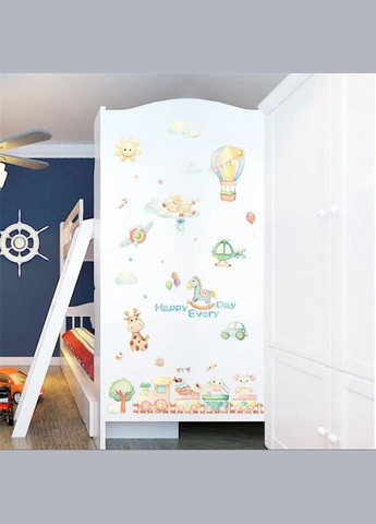 Вінілова наклейка на стіну Паровозик з тваринами Heppy Every Day (лист 50 х 70 см) Б250-2 No Brand (302242203)