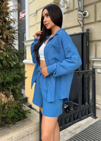 Базовий легкий літній повсякденний костюм двійка: сорочка + шорти Tik-Tak (342113401)