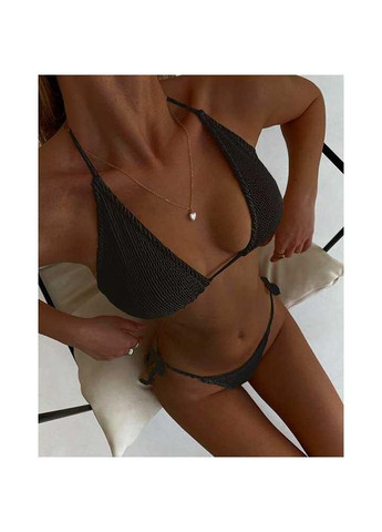 Чорний літній купальник жатка на зав'язках ml чорний -