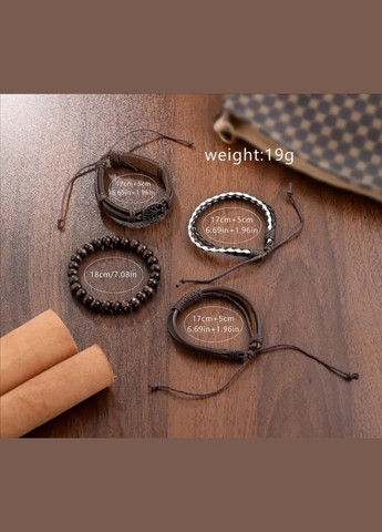 Мужские кварцевые часы и 4 браслета (Без подарочной коробки), цвет коричневый No Brand (336186397)