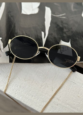 Жіночі овальні окуляри Сірий у золоті з ланцюжком No Brand (287326787)