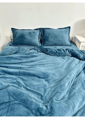 Постельное белье плюшевое двуспальное Home 20825 180х215 см синее DUSHKA (327791655)