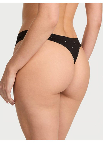 Трусики-стрінги жіночі з мікрофібри Seamless Thong Panty чорні Victoria's Secret (348416662)