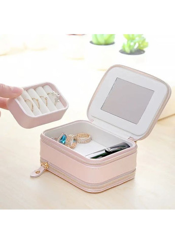 Скринька органайзер для ювелірних прикрас та виробів із штучної шкіри з дзеркалом 115*80*50 см Pink Casegrace (360454708)