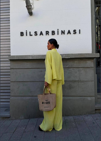 Жіночий костюм із жатки сорочка на зав'язках + штани MonCher (338186194)