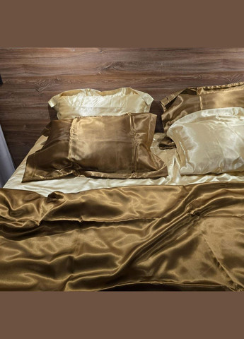 Постільна білизна Атласна Двоспальний 180х210 наволочка 50х70 2шт Золотий (П4К-atlas25-05-02) No Brand (342097406)